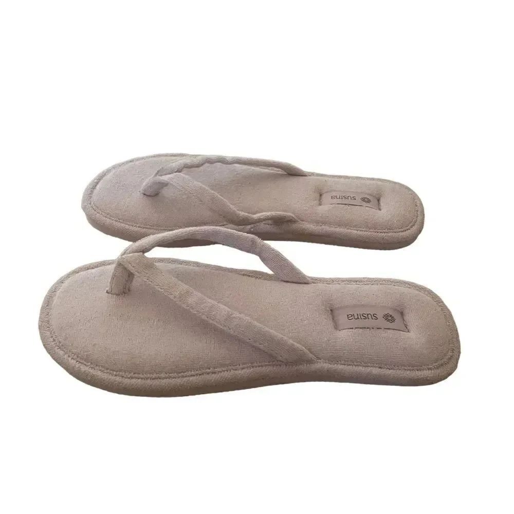 Susina Lavender Pink Plush Flip Flops Women Sandals Bathroo. Sz 7